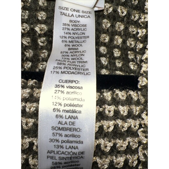 Chico’s Green Gold Shawl One Size OS Net Pullover Crochet Knit Shimmer Faux Fur - Picture 8 of 16